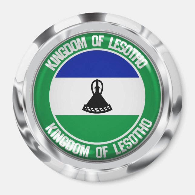 Lesotho Round Emblem Magnet (Vorne)