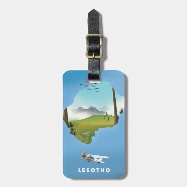Lesotho Südafrika Ski-Plakat Gepäckanhänger (Vorderseite vertikal)