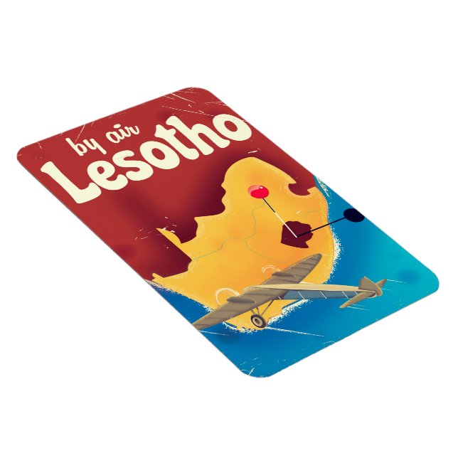 Lesotho Vintage Reiseplakat Magnet (Rechte Seite)