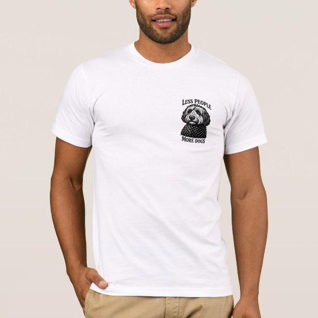 Less People More Dogs T-shirt - Golden Doodle (Vorderseite)