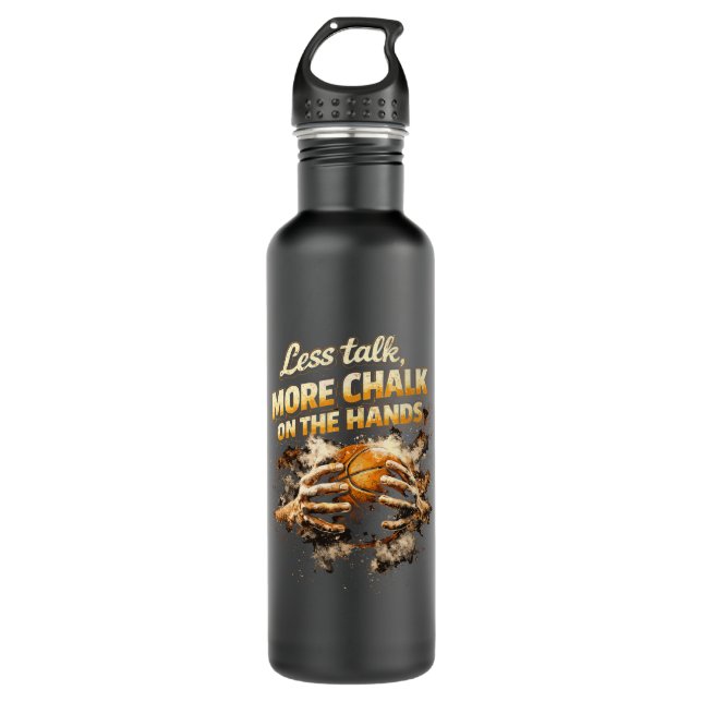 Less Talk More Chalk Gritty Basketball Hand Edelstahlflasche (Vorderseite)