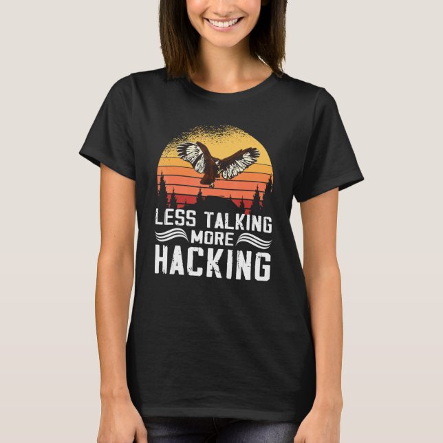 Less Talking more Hacking Sunset Falconer Falconry T-Shirt (Vorderseite)