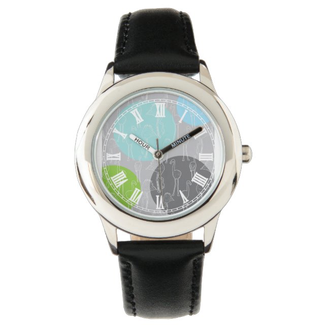 Lesser Flamingo-Muster Armbanduhr (Vorderseite)