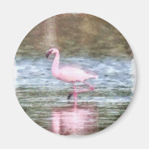 Lesser Flamingo Watercolor Magnet