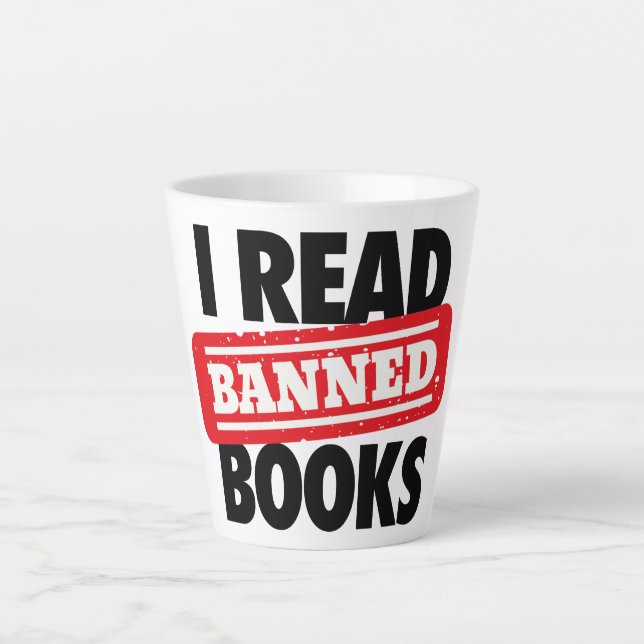 Lest Banned Books Latte Tasse (Vorderseite)