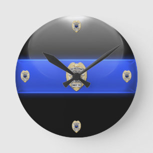 Lest we vergiss - Thin Blue Line Abzeichen Runde Wanduhr