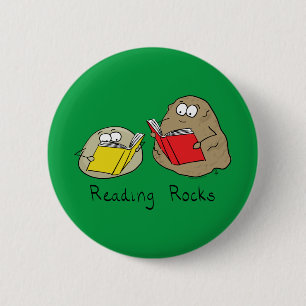 Lesung schaukelt lustiges Buch-Knopf-Button Button