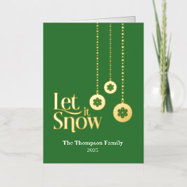 "Let it Snow" Green Foll Foil Holiday Card