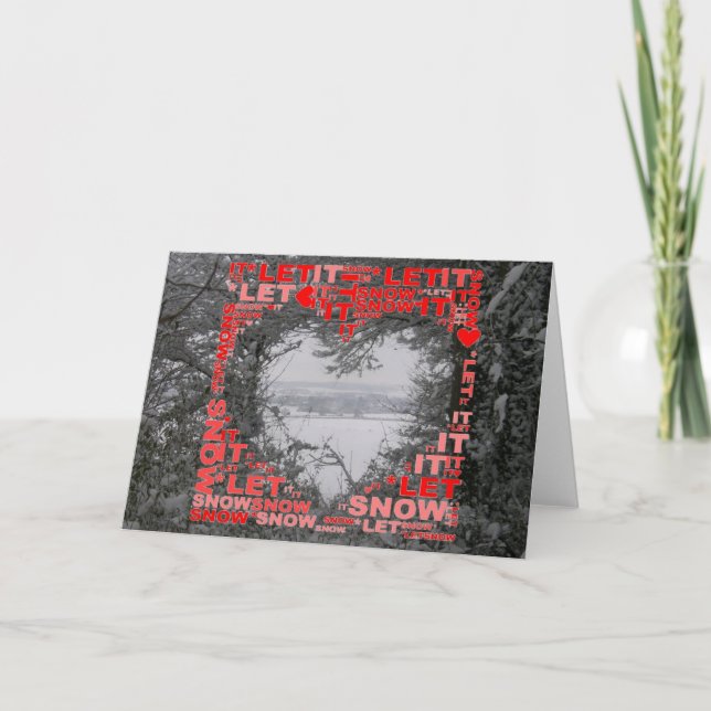 Let It Snow Photo Carte de voeux Coeur Rouge (Devant)