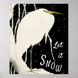 Let it Snow - Snowy Heron - Vintage Kunst - 20 - Poster