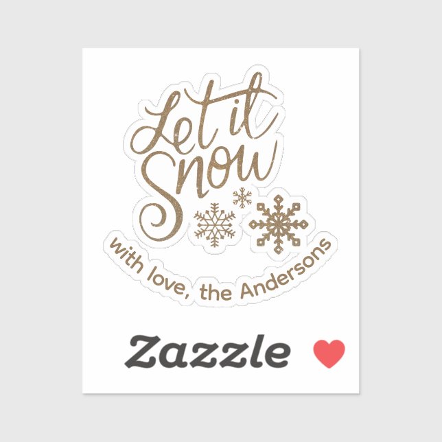 "Let it Snow" Weihnachts Gold Glitzer Benutzerdefi Aufkleber (Blatt)