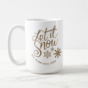 "Let it Snow" Weihnachts-Gold-Glitzer Kaffeetasse