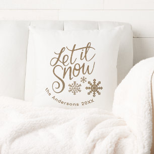"Let it Snow" Weihnachts-Gold-Glitzer Kissen
