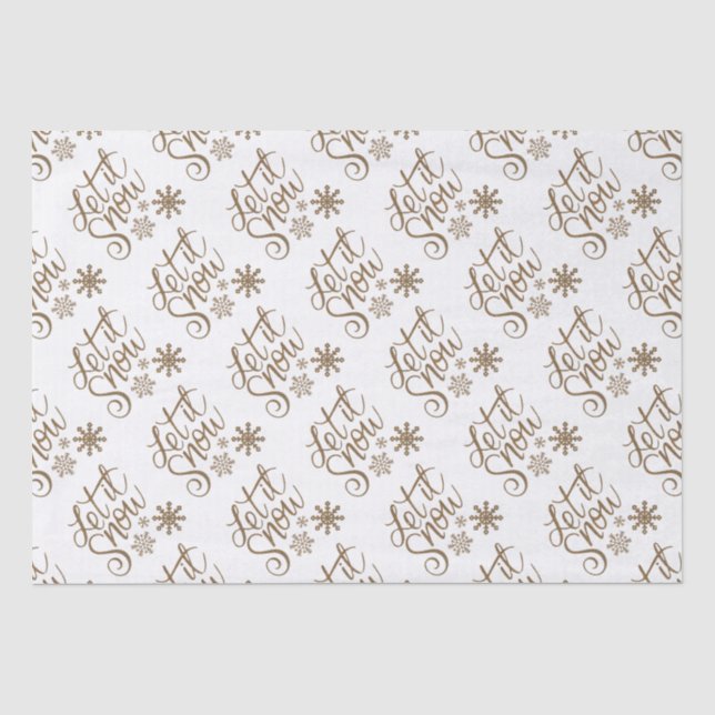 "Let it Snow" Weihnachts-Gold-Glitzer Seidenpapier (Vorderseite)