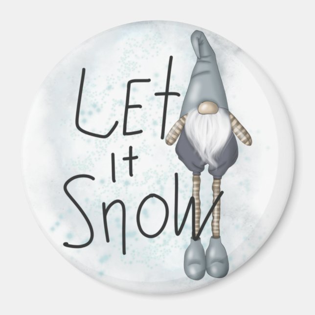Let it Snow Winter Gnome Magnet (Vorne)