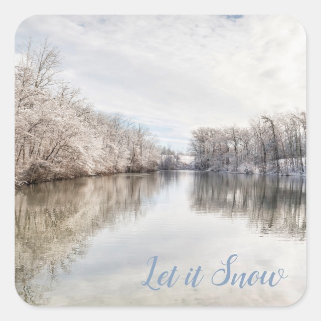 Let it Snow|Winter Scene Foto Quadratischer Aufkleber (Vorderseite)