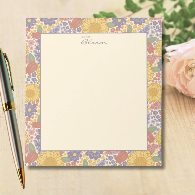 Let Joy Bloom –Floral Notepad with Joyful Message  Notizblock (Let Joy Bloom – Floral Notepad with Inspirational Message)