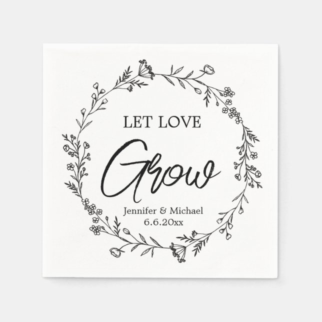 let love grow ,botanical wedding  serviette (Vorderseite)