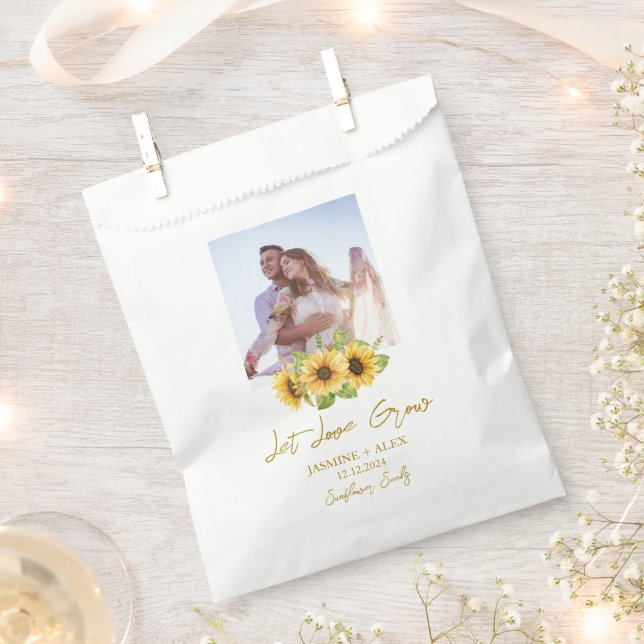 Let Love Grow l Sunflower Seeds Photo Wedding  Geschenktütchen (Ausgeschnitten)