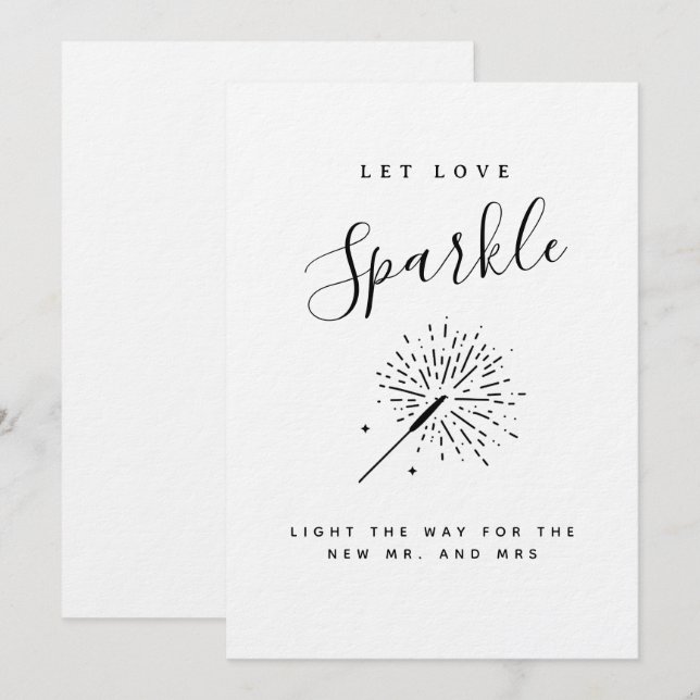 Let Love Sparkle Modern Minimalist Wedding  Einladung (Vorne/Hinten)