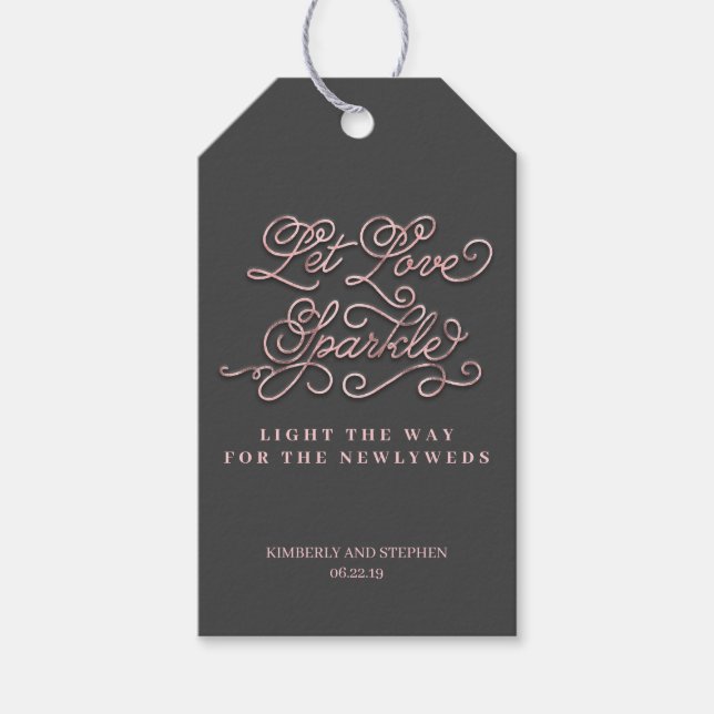 Let Love Sparkle Rose Gold Wedding Geschenkanhänger (Vorderseite)