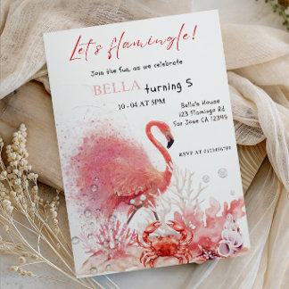 Let’s Flamingle! Pink Flamingo Girl Birthday Party Einladung