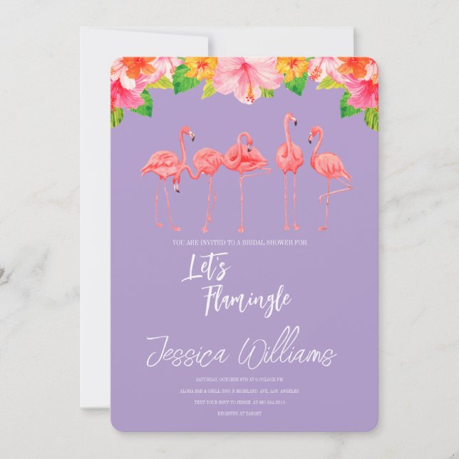 Let’s Flamingle! Tropical Bridal Shower Bash Einladung (Vorderseite)