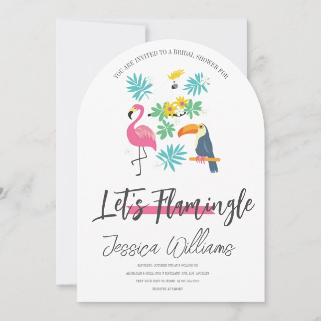 Let’s Flamingle! Tropical Bridal Shower Bash Einladung (Vorderseite)