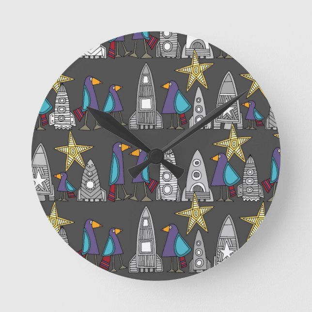 let’s fly far far away runde wanduhr (Vorderseite)