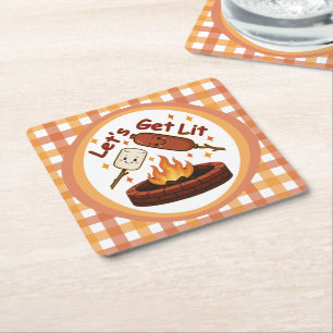 Let’s Get Lit Feuerstelle – Süßer Marshmallow & Ho Rechteckiger Pappuntersetzer