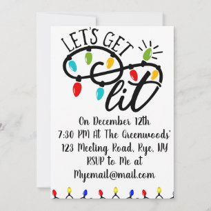 Let’s get lit - funny Christmas party invitation
