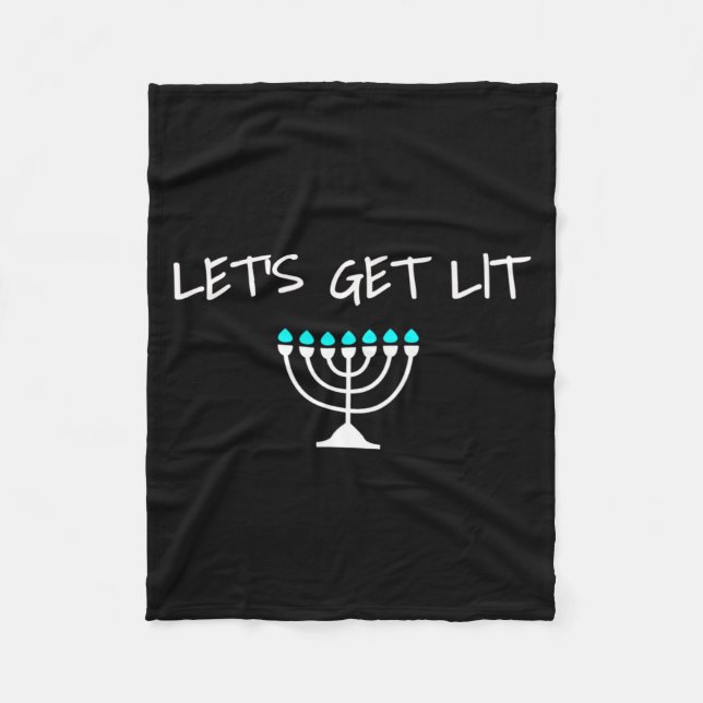 Let S Get Lit Jewish Hanukkah Menorah Chanukkah  Fleecedecke (Vorderseite)