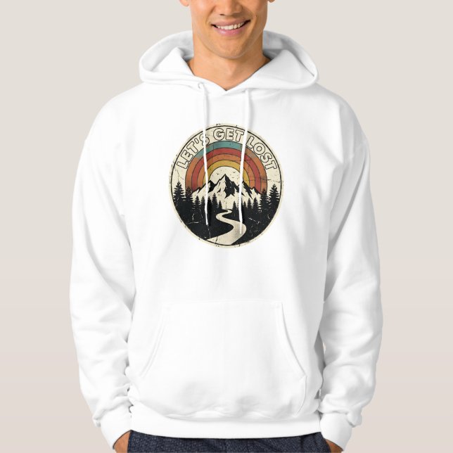Let’s Get Lost Retro Mountain Adventure Outdoor Hoodie (Vorderseite)
