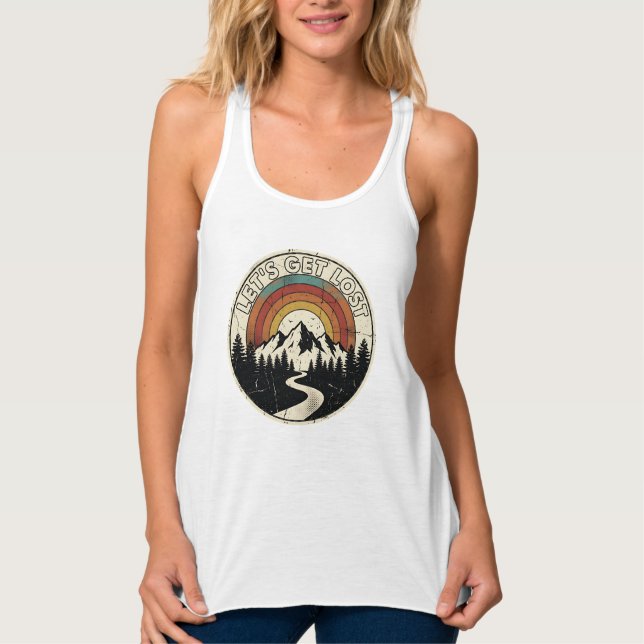 Let’s Get Lost Retro Mountain Adventure Outdoor Tank Top (Vorderseite)