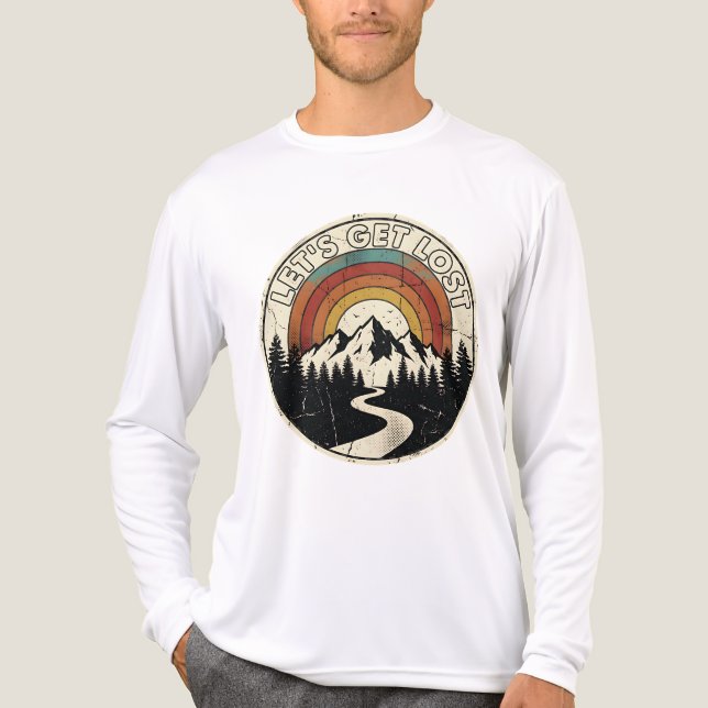 Let’s Get Lost Retro Mountain Adventure Outdoor Tri-Blend Shirt (Vorderseite)