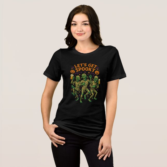 Let’s Get Spooky Dancing Mummies Art Tri-Blend Shirt (Vorderseite voll)