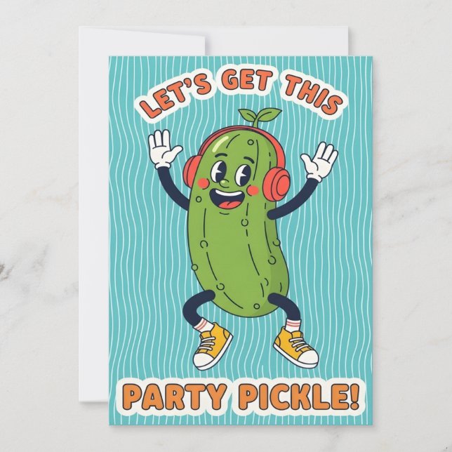 Let’s Get This Party Pickle funny veggie lover Dankeskarte (Vorderseite)