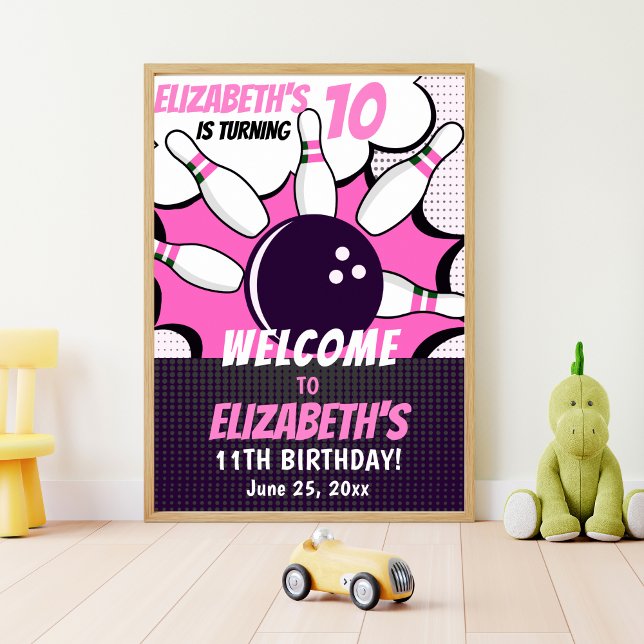 Let’s Go Bowling! Fun Bowling-Style Birthday Girl Poster (Von Creator hochgeladen)