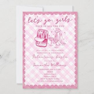 Let’s Go Girls Rustic Sardines Cocktail Galentines Einladung
