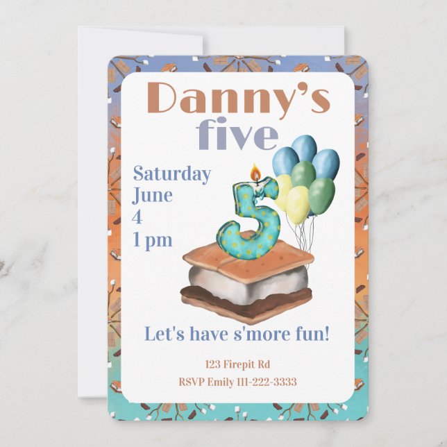 Let’s have s’more fun 5th Birthday Invitation Einladung (Vorderseite)