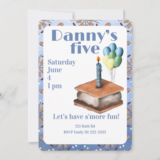 Let’s have s’more fun 5th Birthday Invitation Einladung (Vorderseite)