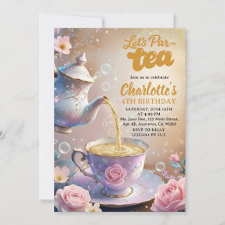 Let’s Par‑Tea Teacup & Teapot Tea Party Birthday Einladung