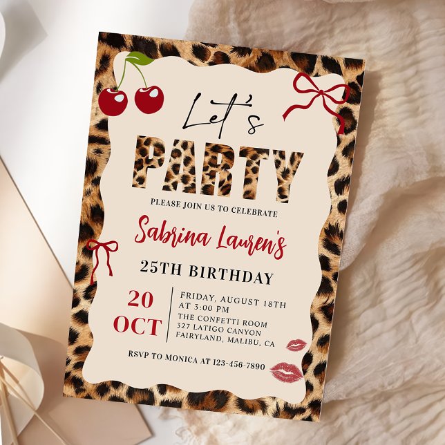 Let’s Party Leopard Cheetah Birthday Invitation Einladung (Von Creator hochgeladen)