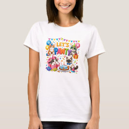 Let’s Pawty Cat 5th Birthday | Cute Kitty Birthday T-Shirt
