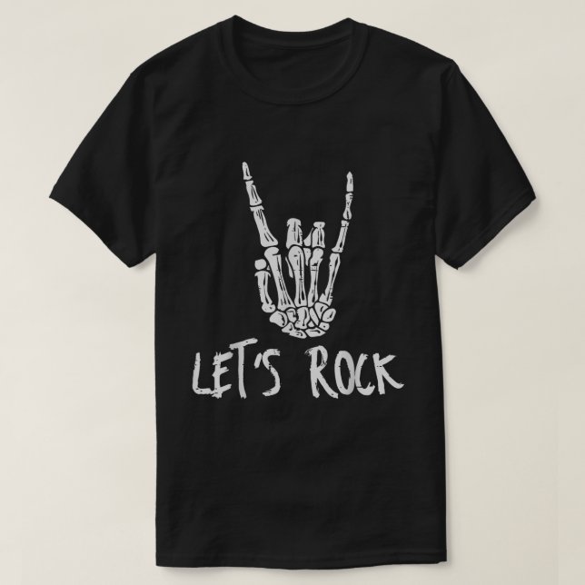 Let’s Rock Skeleton Hand Design T-Shirt (Design vorne)