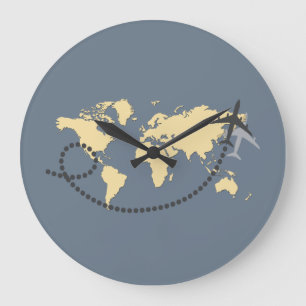Let’s travel the world illustration große wanduhr