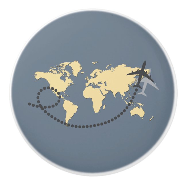 Let’s travel the world illustration keramikknauf (Vorderseite)