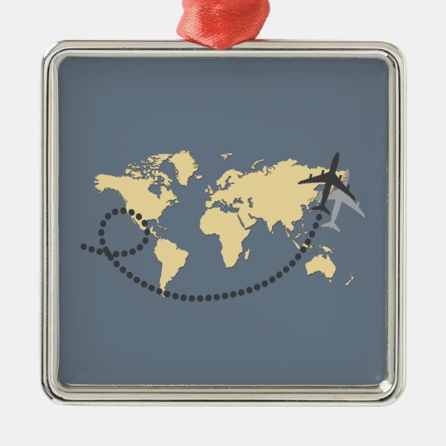 Let’s travel the world illustration ornament aus metall (Vorne)