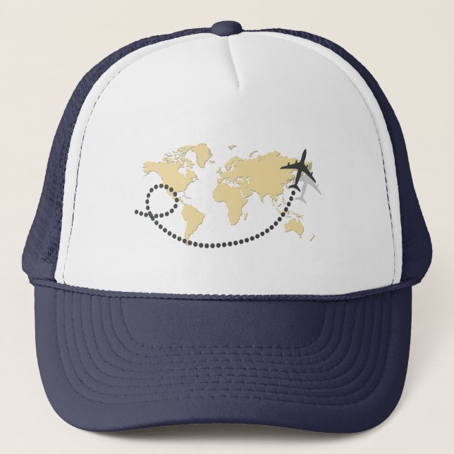 Let’s travel the world illustration truckerkappe (Vorderseite)