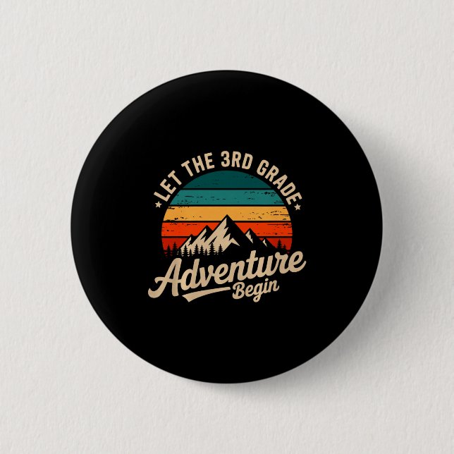 Let The 3rd Grade Adventure Begin Retro First Day  Button (Vorderseite)